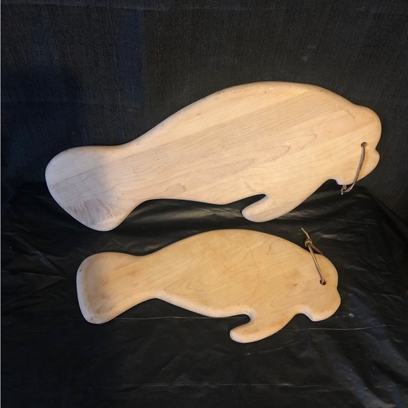 Manatee mother & baby blond hardwood cutting boards handcrafted - Picture 1 of 7